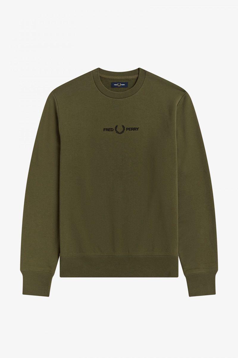 Green Fred Perry Embroidered Men's Sweatshirts | PH 1580CTVE